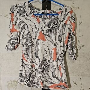 Alfani Black and White Fitted Ruched Blouse